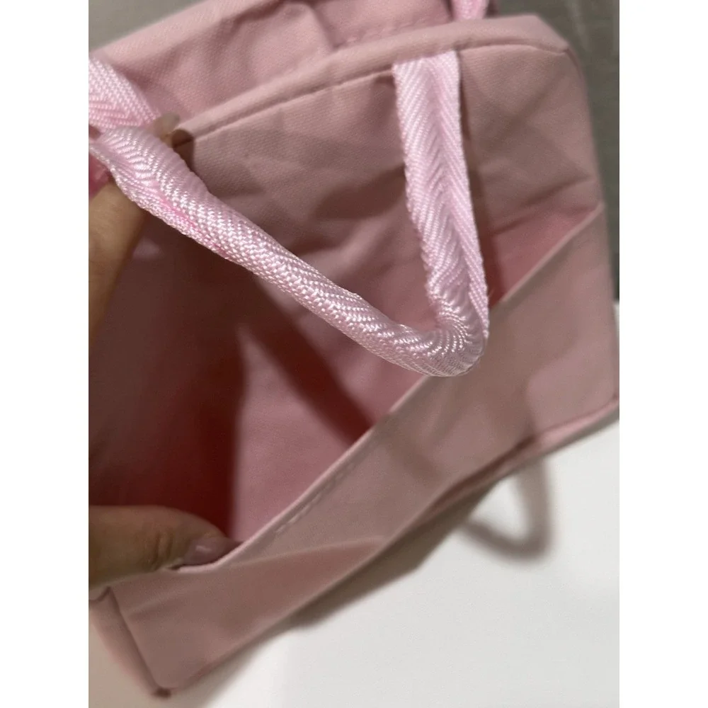 Pink Insulated Kids Lunch Bag w/ Handle, Zipper Closure, Bears Rainbow Stars